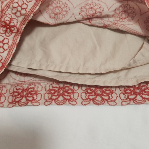 LOFT Red and Cream Floral Embroidered Shorts Size 14 - Picture 13 of 13